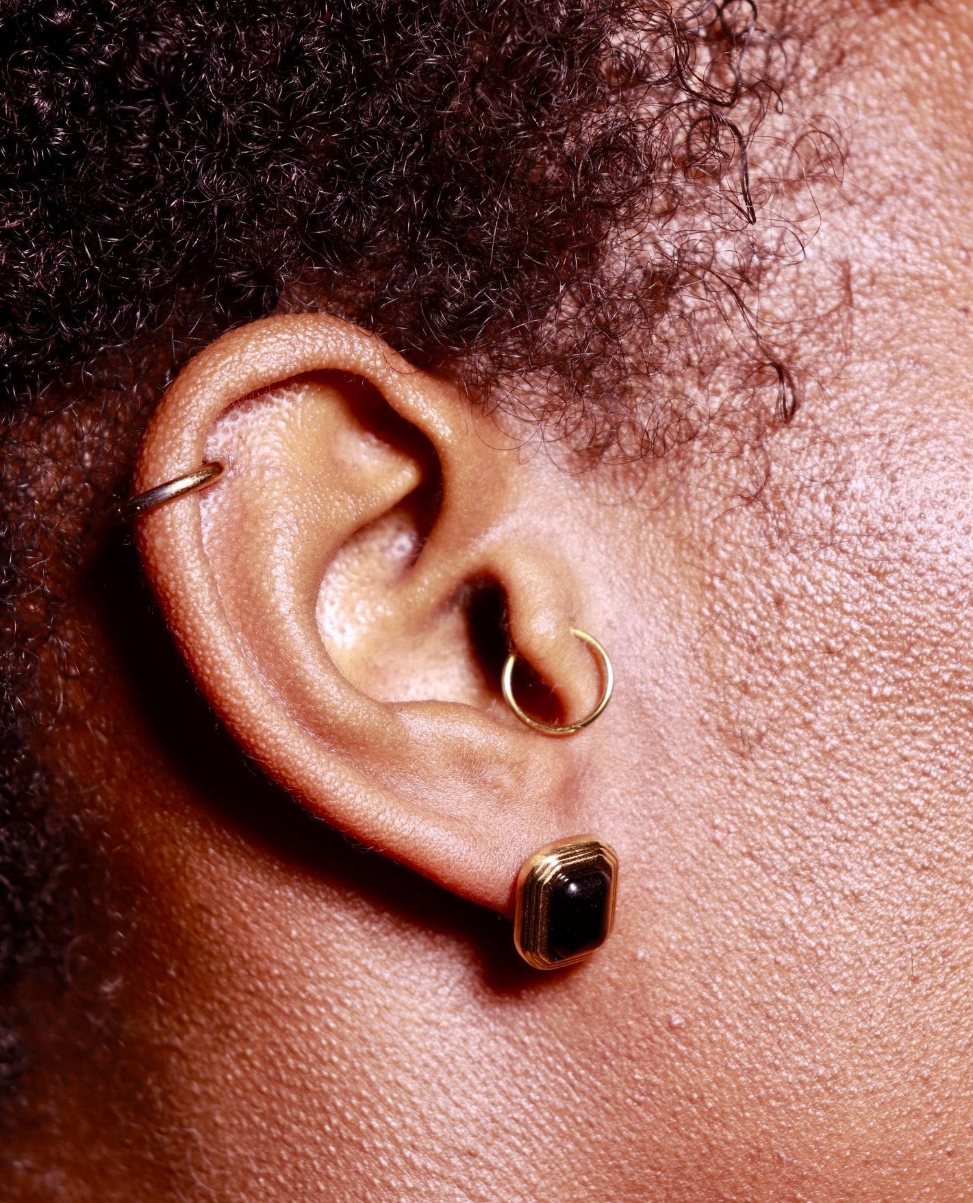 Black ONYX RECTANGLE Stud EARRING