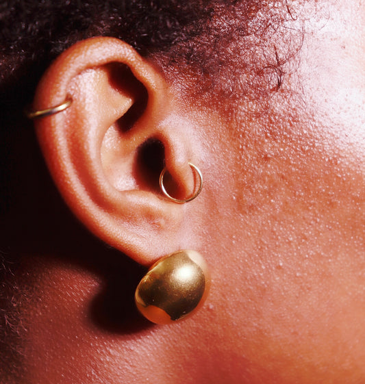 Sleek Gold Dome Stud Earrings