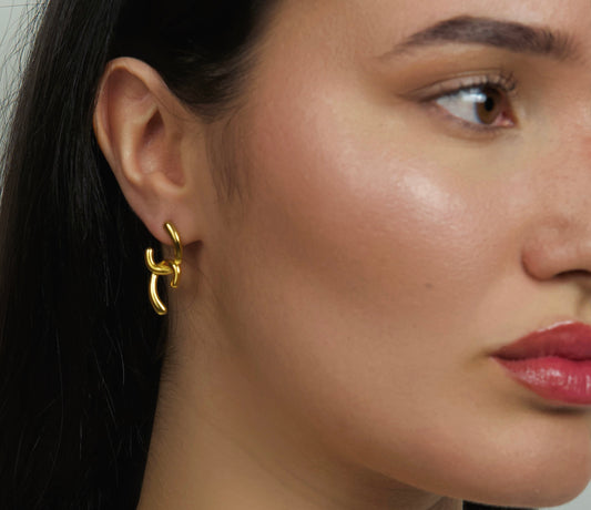 Gold Knot Hoop Earrings