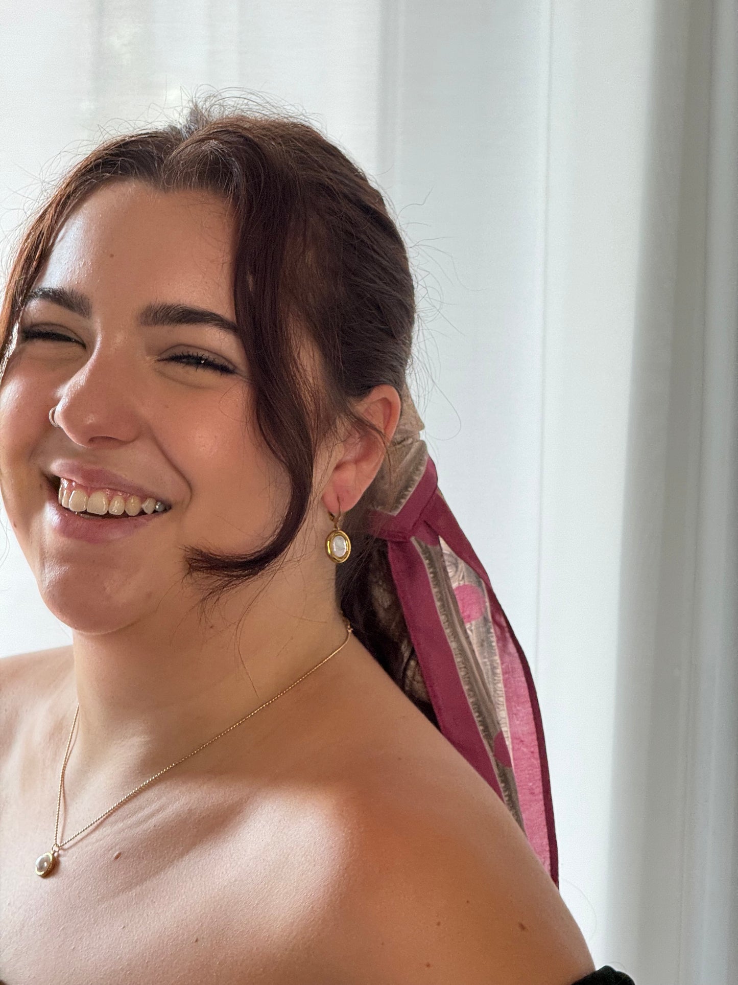 Pearl Drop Hoop Earrings