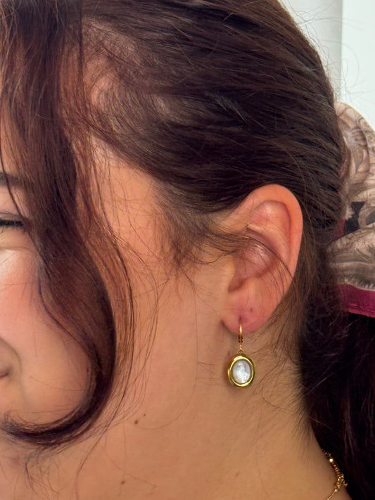 Pearl Drop Hoop Earrings