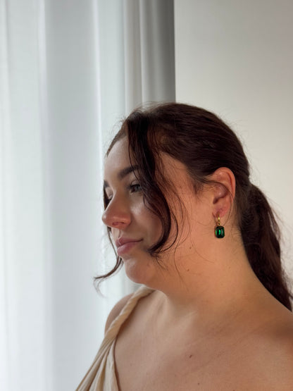 Emerald Green Crystal Drop Earrings