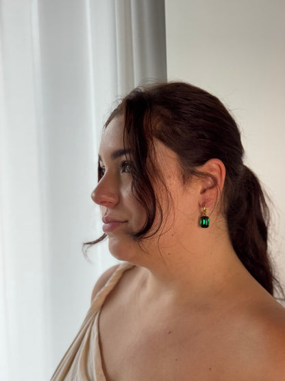 Emerald Green Crystal Drop Earrings