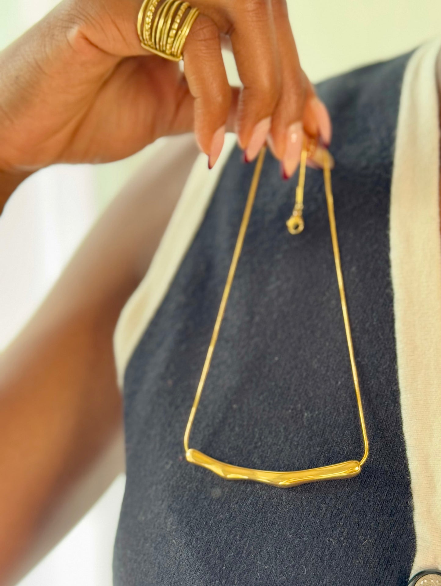 Geometric Bar Chain Necklace