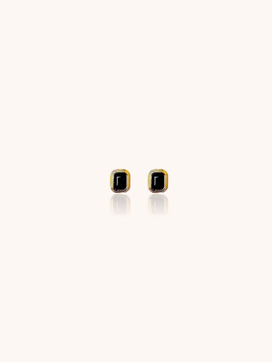 Black ONYX RECTANGLE Stud EARRING
