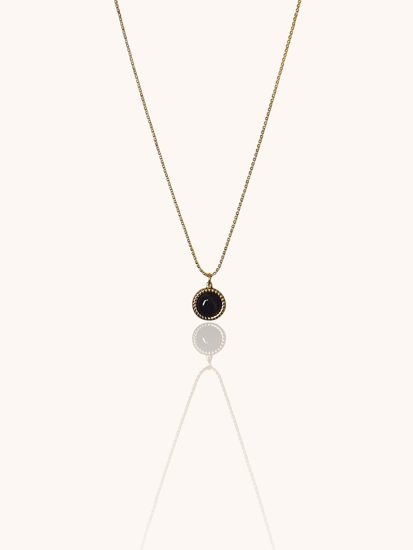 Black Stone Pendant Necklace