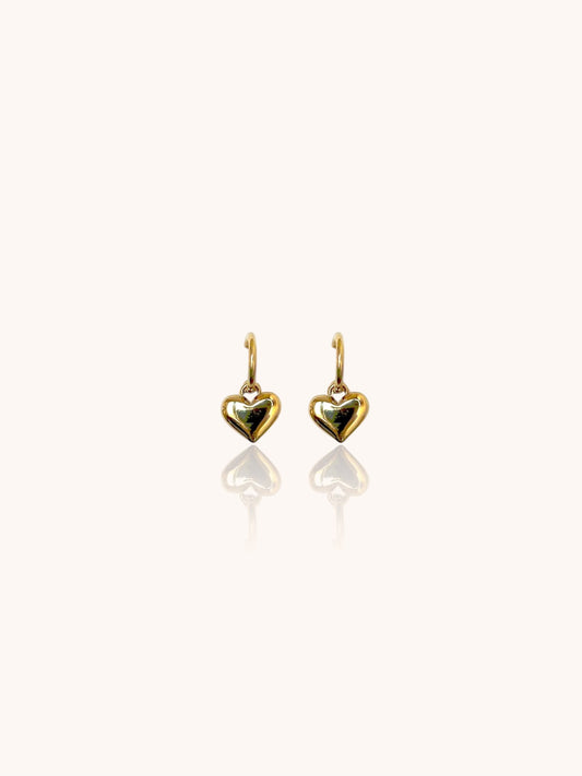 Dangling Heart Hoop Charm Earrings