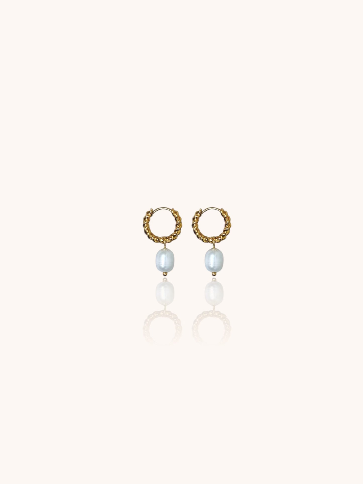 Elegant Pearl Drop Hoop Earrings