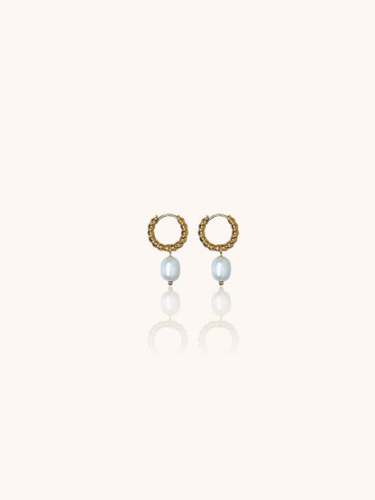 Elegant Pearl Drop Hoop Earrings