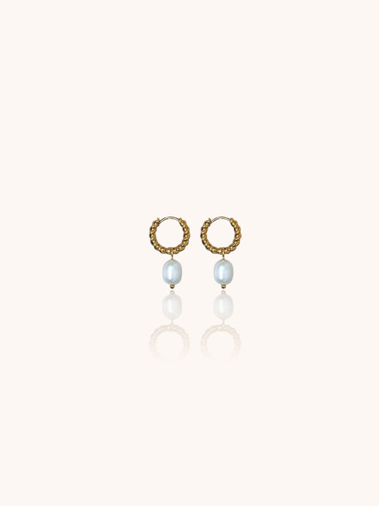 Elegant Pearl Drop Hoop Earrings