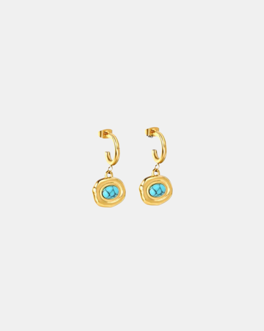 Turquoise Drop Hoop Earrings