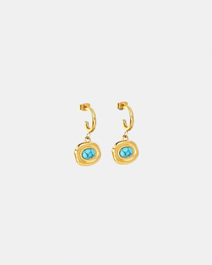 Turquoise Drop Hoop Earrings