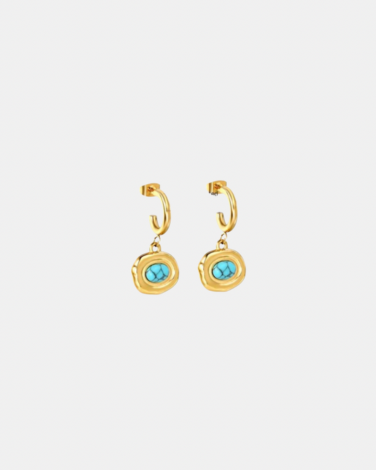 Turquoise Drop Hoop Earrings