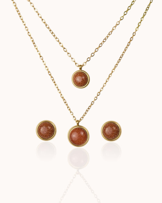 Red Jesper round Jewelry Set