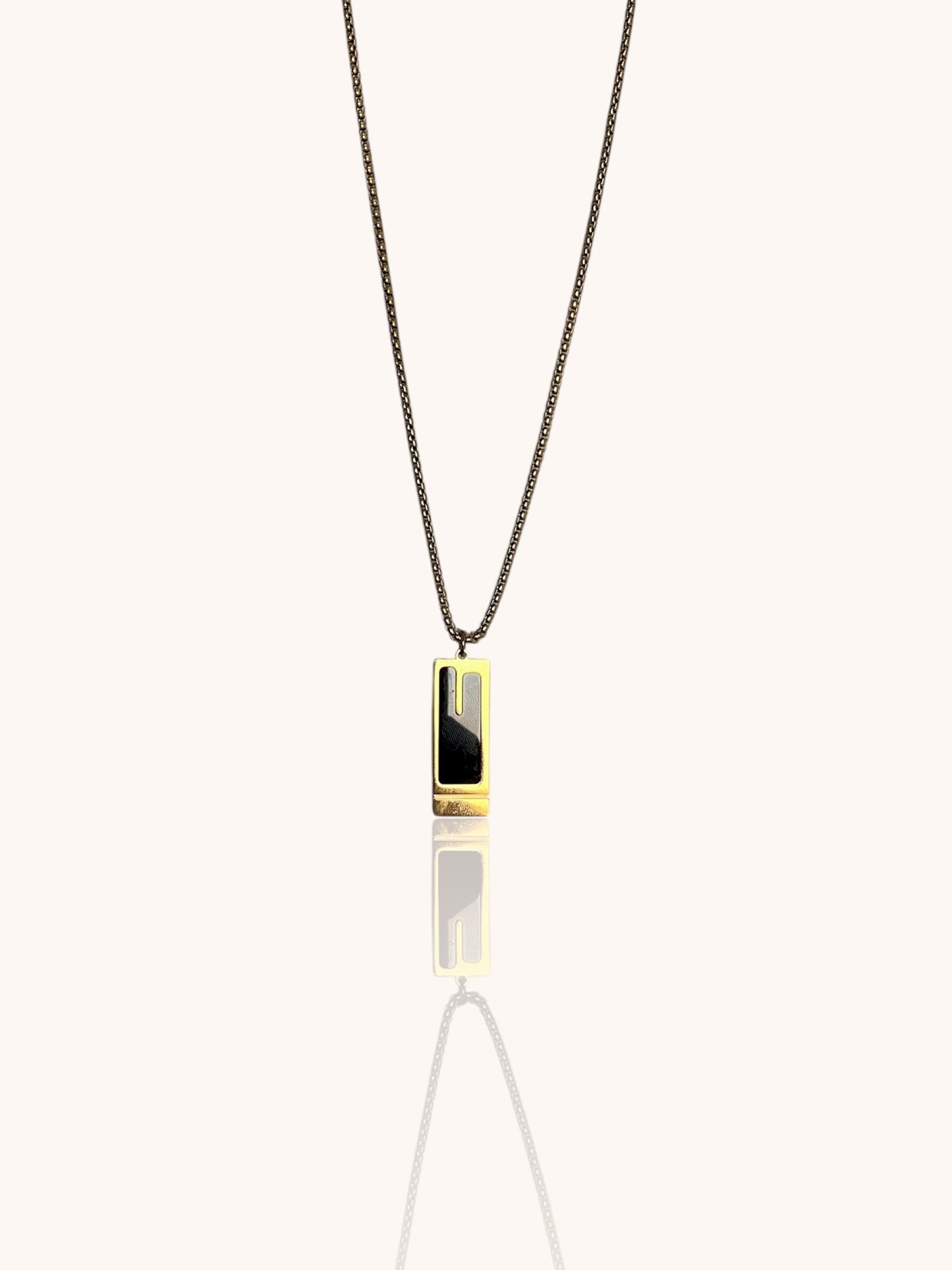 Obsidian Tag Double Stack Chain Necklace
