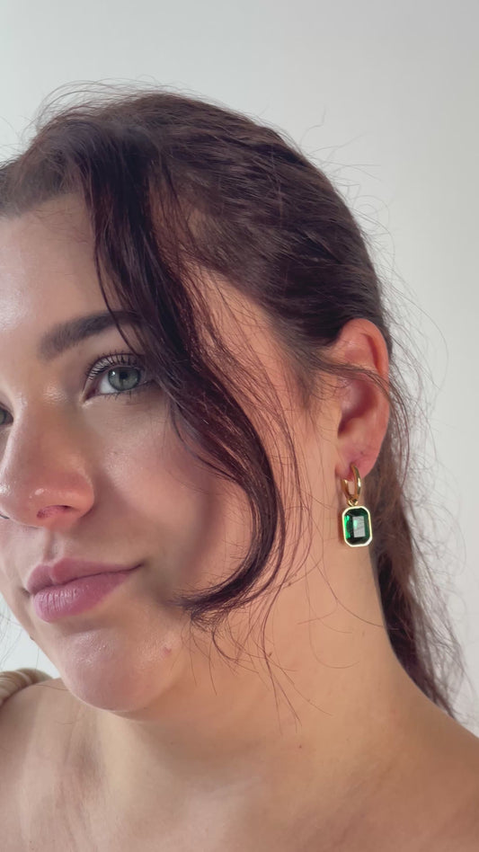 Emerald Green Crystal Drop Earrings