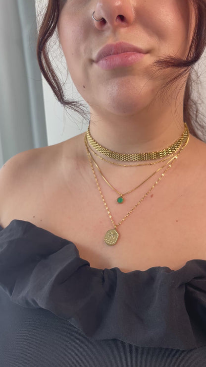 Triple Layered Palm Tree Pendant Necklace