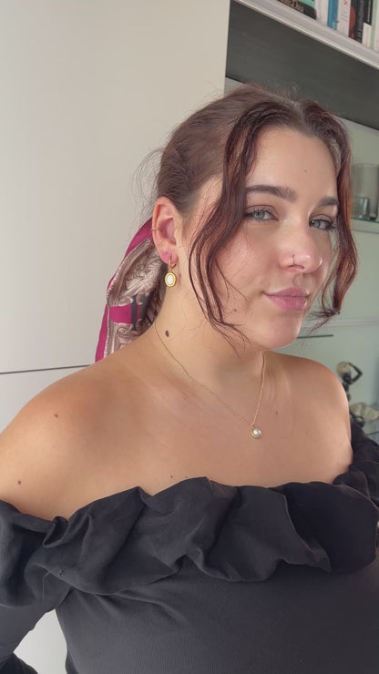 Pearl Drop Hoop Earrings